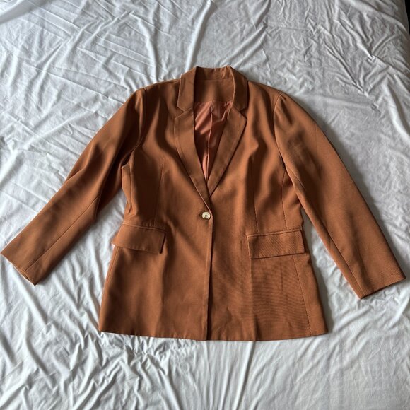Light Brown / Almond Lined Blazer Single Button Size XL New w/o Tags - Picture 1 of 8